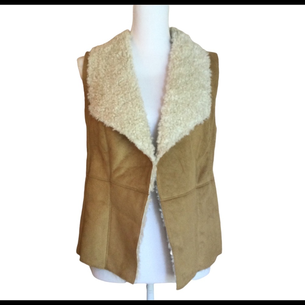 Talbots Faux Leather Sherpa Vest